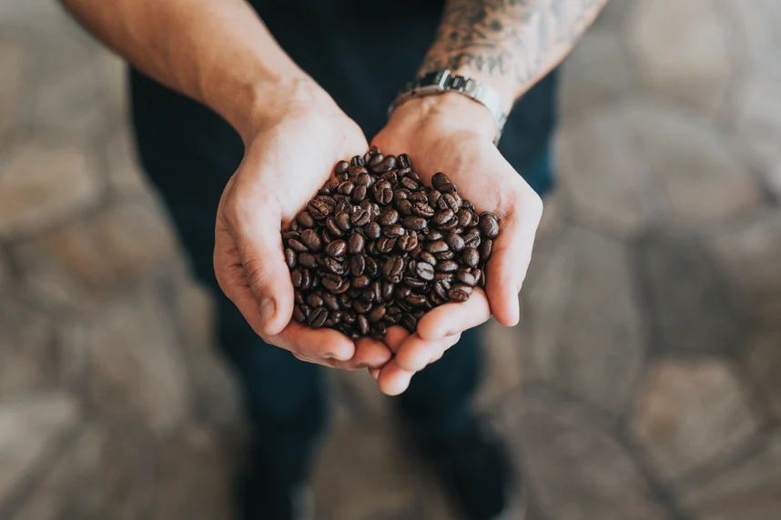 Koffeinfreie Kaffeebohnen: Der vollständige Ratgeber für vollen Genuss ohne Koffein Frisch geröstete koffeinfreie Kaffeebohnen in einer Schale neben einer Tasse Espresso